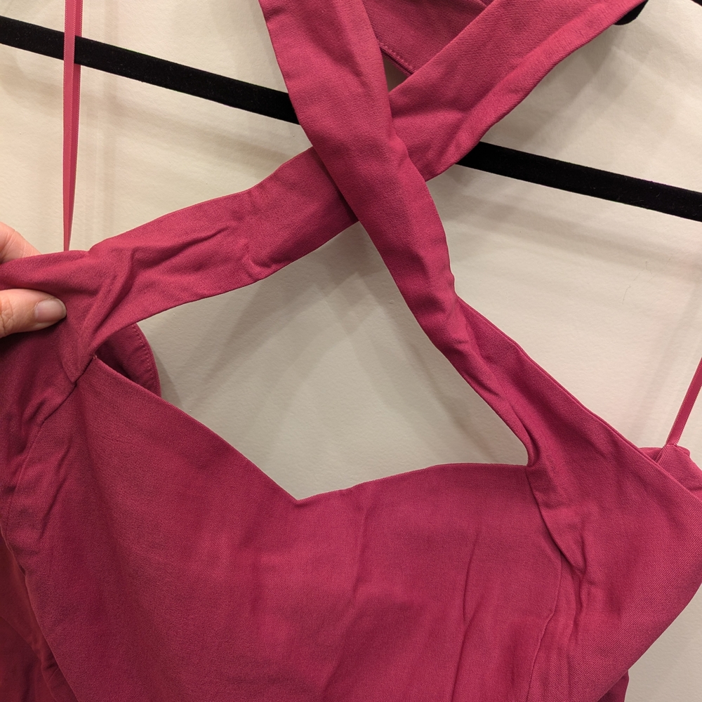 Fuchsia Retro Cross-Front Dress